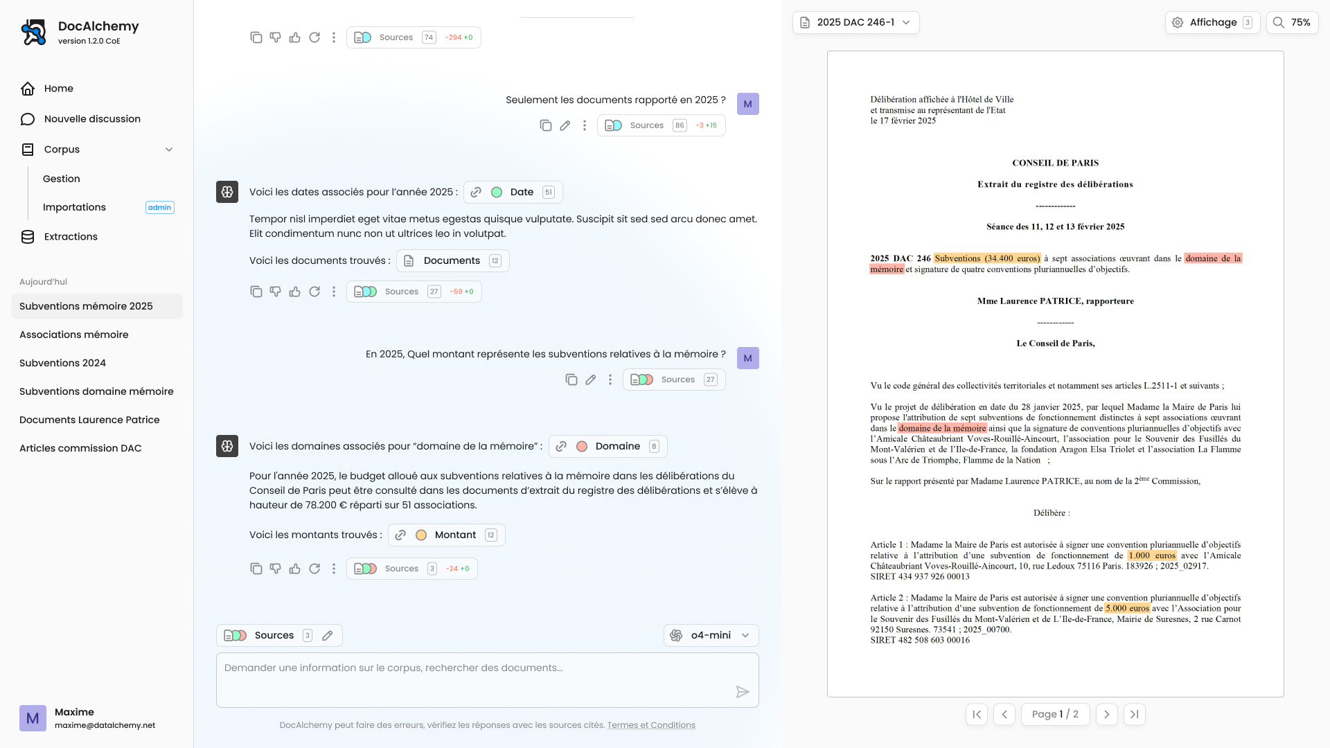 docalchemy web app screenshot
